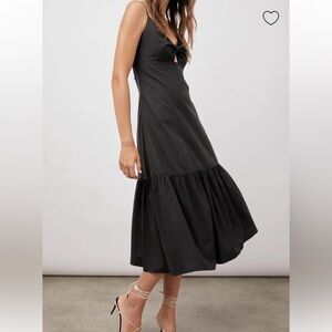 Anthropology Rails Maeve Black Tiered Organic Midi Dress Extra Large XL Fron Bow